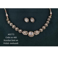 Ensemble de collier Kundan victorien 05772 avec boucles d'oreilles assorties pour femmes, bijoux pour occasions festives, mariage, fête