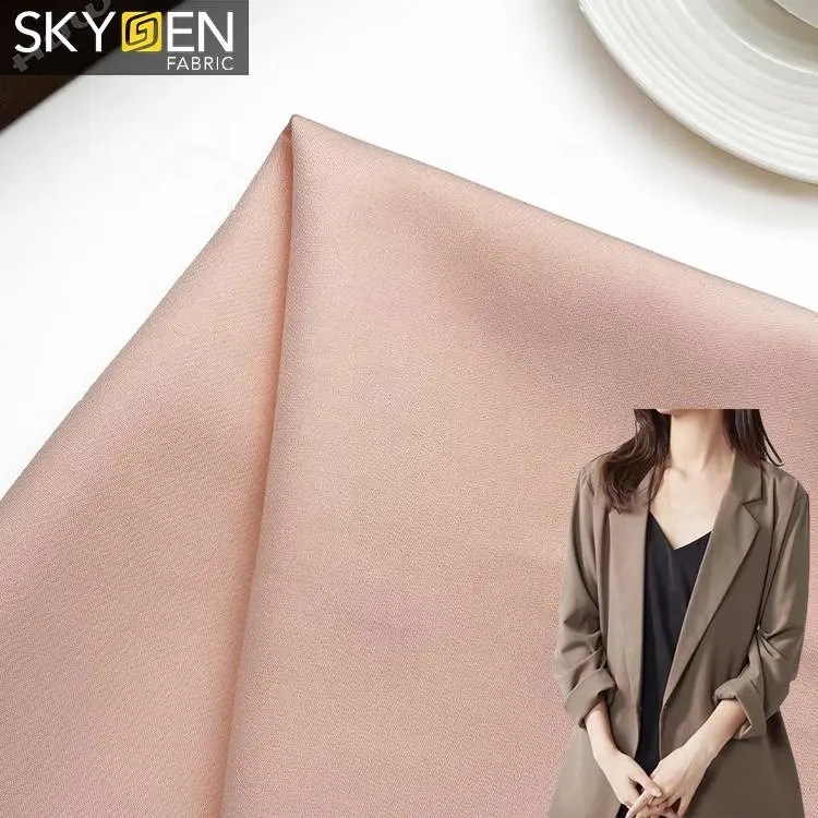 Skygen 92% Polyester 8% Spandex dress pants polyester fabric roll stretch polyester elastane spandex fabric