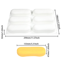 Moule en silicone AK à 6 cavités en forme d'éclair pour gâteaux, mousses, glaces, chocolats, ustensile de cuisson pour boulangerie MC757