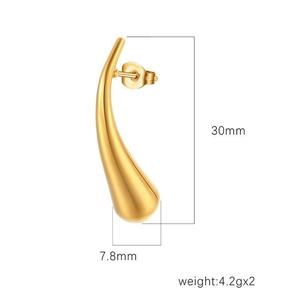 Boucles d'oreilles pendantes en forme de goutte d'eau, élégantes, plaquées or 18 carats, en acier inoxydable, personnalisables, choix de cadeau parfait pour femmes - Product Image 2
