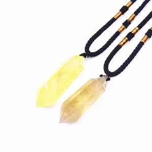 <span class=keywords><strong>Collana</strong></span> con ciondolo citrino naturale a doppia punta con colonna di cristallo esagonale con bacchetta per il trattamento di pietra per gli uomini e le donne - Product Image 3