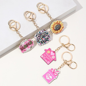 Portachiavi in Legno Rosa MAMA Super MOM per la Festa della Mamma, Design con Girasole e Casa, Confezione Regalo, Miglior Regalo per la Mamma - Product Image 1