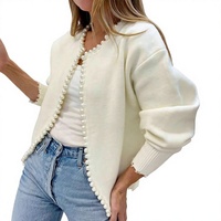 Commerce extérieur transfrontalier Été 2025 Pull en tricot acrylique à col en V, dos nu, orné de dentelle et de perles, longueur standard, manches longues