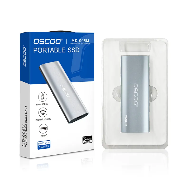 Oscoo di động trạng thái rắn SSD đĩa cứng 1TB bên ngoài ổ cứng M.2 Yếu tố hình thức tpye C Cáp hỗ trợ 2TB bao vây