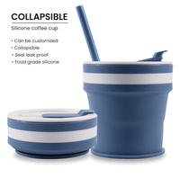 Gobelet pliable 350 ml, fabrication OEM, promotionnel, réutilisable, anti-fuite, sans BPA, style sport, format poche, silicone portable pour les voyages