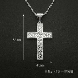 Collar con Colgante de Cruz Cristiana de Jesús en Acero Inoxidable para Hombre, Cruz Templaria Plateada con Cadenas de Perlas para Aniversarios - Product Image 4
