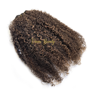 VMAE Ciocche di <span class=keywords><strong>Capelli</strong></span> Umani Afro Ricci Crespi Remy Grezzi Cambogiani con Riflessi Balayage Biondo <span class=keywords><strong>Cenere</strong></span> Marrone 4A 4B 4C - Product Image 4