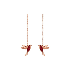 Pendientes Colgantes E535 en Oro Rosa con Diamantes Rojos y Engaste Pavé de Animales, para Uso Diario Femenino - Product Image 1