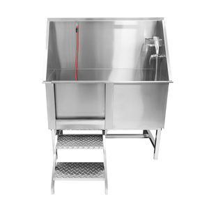 Station de lavage de chien en acier inoxydable professionnelle LED-Lit grand/petit chien toilettage baignoire fenêtre <span class=keywords><strong>rampe</strong></span> sol grille robinet-<span class=keywords><strong>rampe</strong></span> gauche - Product Image 2