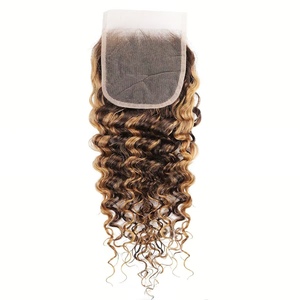 Peluca de Cabello Humano Brasileño con Frente de Encaje sin Pegamento, Ondas Profundas 4*4, Color P4/27, ¡Oferta! #   Peluca con Cierre de Encaje y Reflejos - Product Image 3