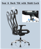 Kursi Kantor Modern Eksekutif Bos Manajer Gaming Komputer Putar Sandaran Tinggi Full Mesh Ergonomis Penyangga Lumbal Terbaik dan Nyaman