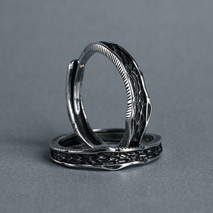 Abyss <b>Rings</b> For Men And Women 925 Sterling <b>Silver</b> Geometric Design <b>Adjustable</b> Couple <b>Ring</b> Unisex Jewelry Gift - Product Image 3