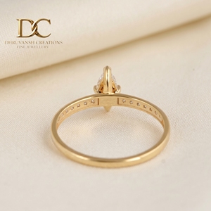 Bague de luxe en or jaune massif 14 carats avec diamant de laboratoire taille marquise certifié IGI, bijoux fins pour femme, fiançailles - Product Image 2