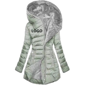Parka d'Hiver pour <span class=keywords><strong>Femme</strong></span> Épaisse Chaude Doublée Polaire Manteau Long à Capuche Grande Taille Imprimée Doudoune Rembourrée - Product Image 1