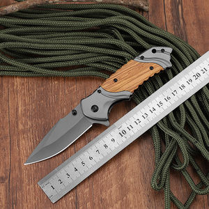 ステンレス鋼製アウトドア折りたたみ式ポケットナイフ、オリーブウッドハンドル、カスタマイズ可能なサバイバルハンティングキャンプEDCナイフ、DIY OEM対応 - Product Image 4