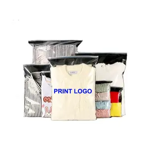 사용자 정의 로고 인쇄 의류 의류 의류 t 셔츠 포장 지퍼 잠금 스타일 명확한 지퍼 플라스틱 포장 가방