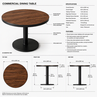 Ensemble de meubles de restaurant Ron Group, table ronde en bois massif, banquette à dossier haut incurvé, chaise personnalisée rembourrée en cuir