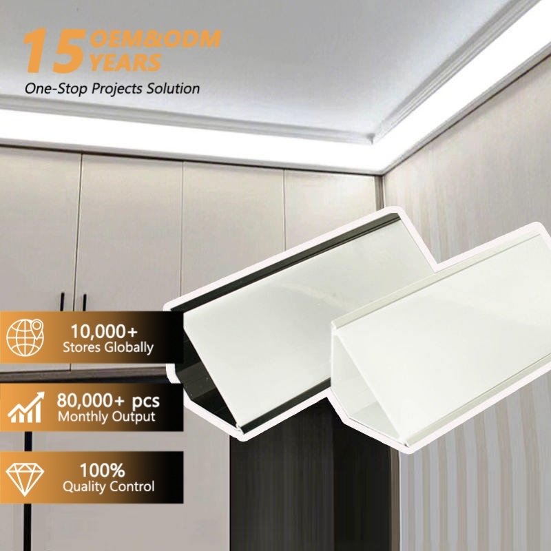 Surface Mounted Ceiling Long Strip Lamp 90 Degrees Linear Led Aluminum Profile Strip Lights Top Corner Mount LED Linear Light