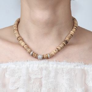 Moda donna gioielli Casual lega catena collegamento argilla polimerica pezzi lucido argento dorato zircone collana girocollo collane - Product Image 4