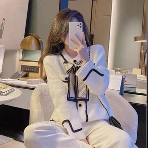 2024 Mùa Xuân Mới Đến Crew Cổ Dài Tay Áo Cardigan Duy Nhất Vú Bow Phụ Nữ Cổ Điển Áo Len Áo - Product Image 5