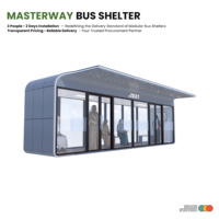 Abri de bus moderne et personnalisé, climatisé, avec affichage numérique et portes coulissantes en verre