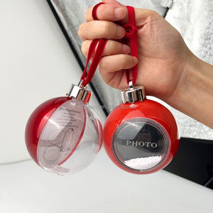 Rõ ràng đồ trang sức có thể mở ra trong suốt bóng giáng sinh hình cầu kích thước khác nhau cây trang trí nhà trang trí một nửa Màu Đỏ nửa trong suốt - Product Image 5