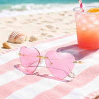 Lunettes de soleil polarisées sans monture en forme de cœur pour femmes, tendance, couleur bonbon