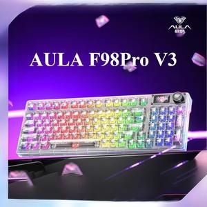 Teclado Mecánico AULA F98Pro <span class=keywords><strong>V3</strong></span> PBT de Tamaño Completo, Pantalla TFT, Luz RGB, Perilla, Intercambiable en Caliente, Personalizable, Inalámbrico, Tri-Modo, para Juegos de PC y Deportes Electrónicos - Product Image 1