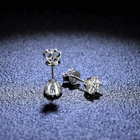 Boucles d'oreilles classiques en argent sterling 925 massif plaqué rhodium, serties d'un véritable diamant Moissanite de 1 carat, couleur D, pureté VVS, taille brillant, pour femme