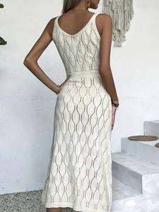 2025 été nouvelle robe de plage femmes couleur unie sexy plage bikini maillot de bain femmes robe tricotée - Product Image 3