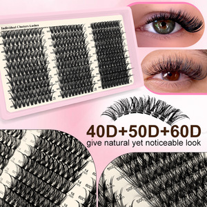 DIY Cluster False Eyelashes 40D 50D 60D Thick Curly Single Russian Style With <b>Tools</b> For Daily <b>Makeup</b> - Product Image 2