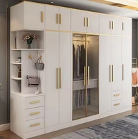 Armoires de Qualité à Vendre Chaude, Combinaison Moderne Modulaire avec Bordure Dorée, pour Dressing et Meubles de Rangement