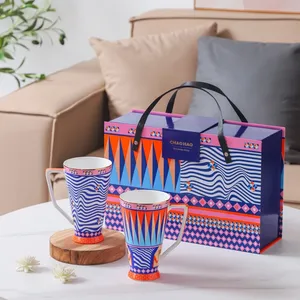 European Luxury <b>Large</b>-Capacity <b>Mug</b> <b>Set</b> Bamboo Bone China Cup for Tea Coffee Beer Milk Juice Modern Design Style - Product Image 5