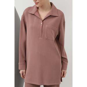 LOREEN Ensemble pantalon et veste pour femme avec col à boutons roses et détails de poches - Tenue deux pièces confortable et élégante pour tous les jours - Product Image 2
