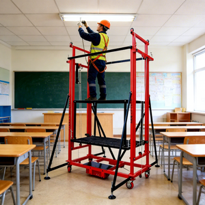 Plataforma Elevatória Elétrica Dobrável 2M 6M 12M, Andaime Elétrico Automático Móvel Dobrável com Rodas - Product Image 1