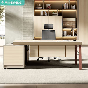 Bureau de direction moderne de luxe professionnel en mélamine avec armoire de rangement intégrée, table d'écriture et d'ordinateur durable anti-rayures - Product Image 2