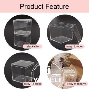 Clear Acrylic Square Cubes <b>Small</b> <b>Storage</b> <b>Box</b> Wedding Candy <b>Box</b> Lid Jewelry Display Containers Customized Logo Silk-Screen - Product Image 5