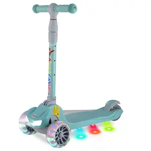 Groothandel Verstelbare 3-wielige Voet Scooter Voor Kinderen Kind Opvouwbare Aluminium & Pp Lichaam Met Achterrem Pu Wielverlichting Inbegrepen