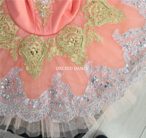 Tutú de ballet <span class=keywords><strong>naranja</strong></span> de competición profesional de alta calidad de 9-12 capas para niñas - Product Image 5