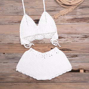 Maillot <span class=keywords><strong>de</strong></span> Bain Deux Pièces <span class=keywords><strong>de</strong></span> Plage Femme Style Usine Vente en Gros, Haut Bikini Enveloppant Poitrine avec Crochet Main et <span class=keywords><strong>Short</strong></span> Évidé à Bretelles pour Vacances - Product Image 5