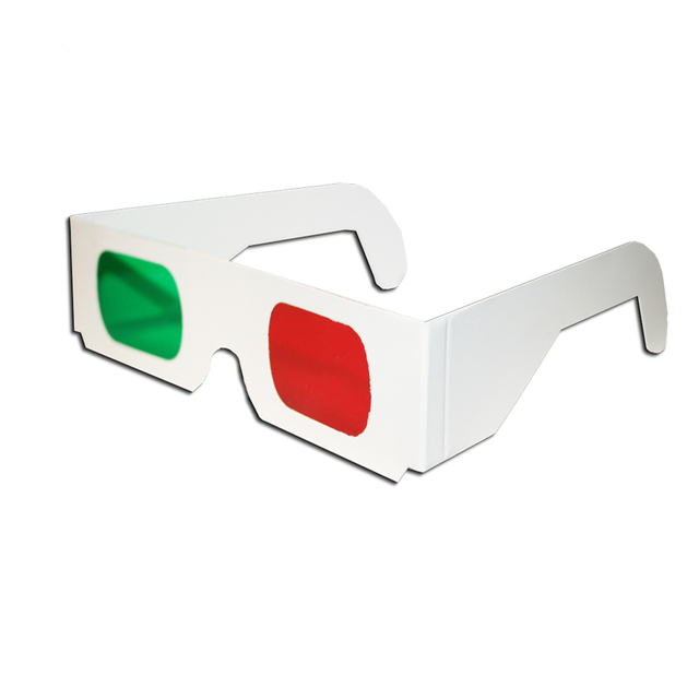 Customized Logo Anaglyph 3D Paper Glasses Red & Cyan Red/ Blue 3D Glasses With White Cardboard Frame