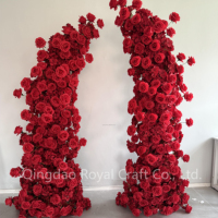 Décoration d'intérieur : Arche de mariage en forme de corne avec fleurs artificielles (roses, pivoines, hortensias) violettes
