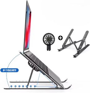 Metal Laptop Stand with Removable Fan Laptop Holder Viewing Angle Adjustable Width Flexible Riser for <b>Desk</b> <b>Office</b> Use <b>Foldable</b> - Product Image 2