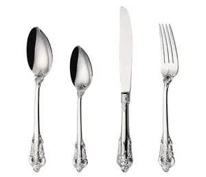 Top Royal Design Luxury Style Silver Mirror Gold Mirror Bright 18/10 304 Stainless Steel Perfect High Quality Cutlery Set