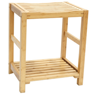 Simple <b>bathroom</b> <b>stool</b>, easy to store, suitable for hotel and home use, attractive double-layer bamboo <b>stool</b> for <b>bathroom</b> - Product Image 3