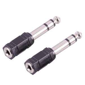 6.35mm To 3.5mm Audio <b>Adapter</b> Male To Female Stereo <b>Plug</b> Connector Black Insulation Free Hanging In Line - Product Image 3