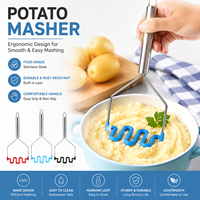 Ustensile de cuisine en silicone et acier inoxydable, anti-rayures, antidérapant, écologique, pour écraser les légumes et les fruits, spatule manuelle pour aliments