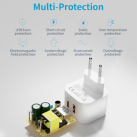 Adaptor Daya Ponsel Universal EU/US/UK USB A+Type-C Port 20W Pengisian Cepat QC3.0 Kabel Retractable untuk Kamera