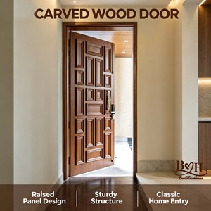 Porte d'entrée pivotante en bois massif sculpté de style américain rétro, en acajou, sécurisée, imperméable, pour l'<span class=keywords><strong>intérieur</strong></span> de la <span class=keywords><strong>maison</strong></span> - Product Image 6