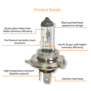 Nhà Máy Bán Hàng Trực Tiếp <span class=keywords><strong>H4</strong></span> 12V 60/55W Rõ Ràng Thủy Tinh Thạch Anh Bóng Đèn Halogen Ánh Sáng Xe Đèn Pha Bóng Đèn Đèn Bán Buôn - Product Image 3
